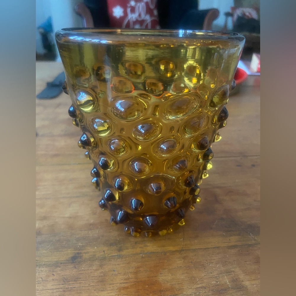 Vintage Empoli Hobnail Amber Glass Vase